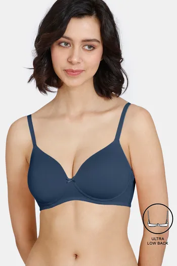 Buy Zivame Padded Non-Wired 3/4th Coverage Ultra Low Back T-Shirt Bra - Sargasso Sea
